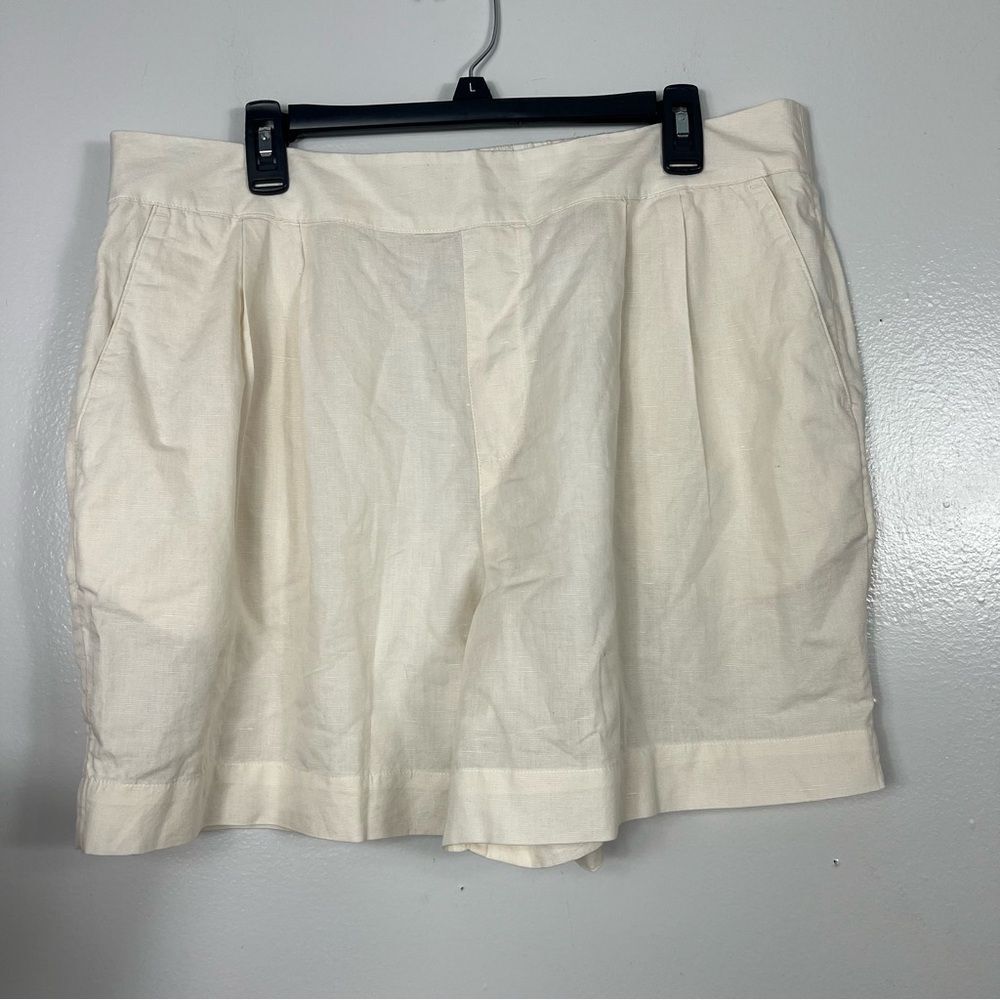 Pact Canopy Organic Cotton Linen Blend High-Waisted Shorts Bone XL 16/18/20 - Picture 3 of 12
